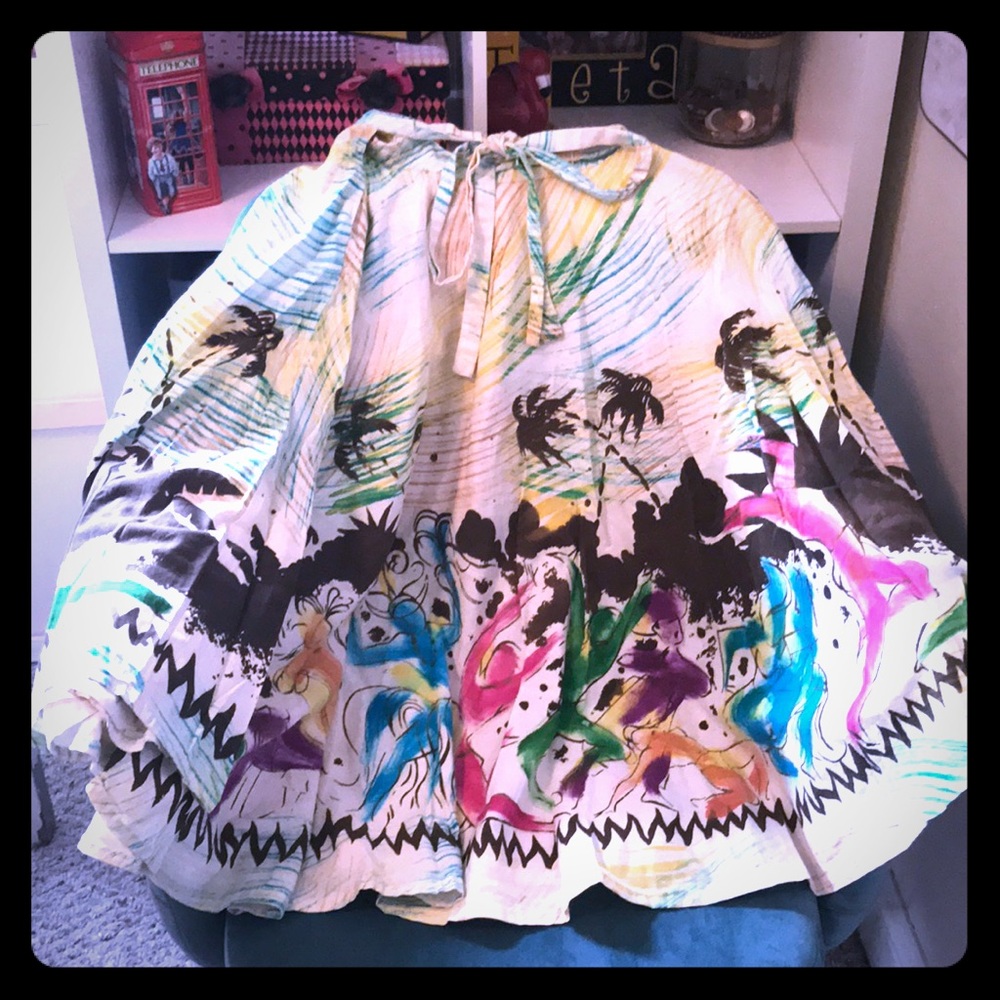 AUTHENTIC VINTAGE hand-painted a-line skirt